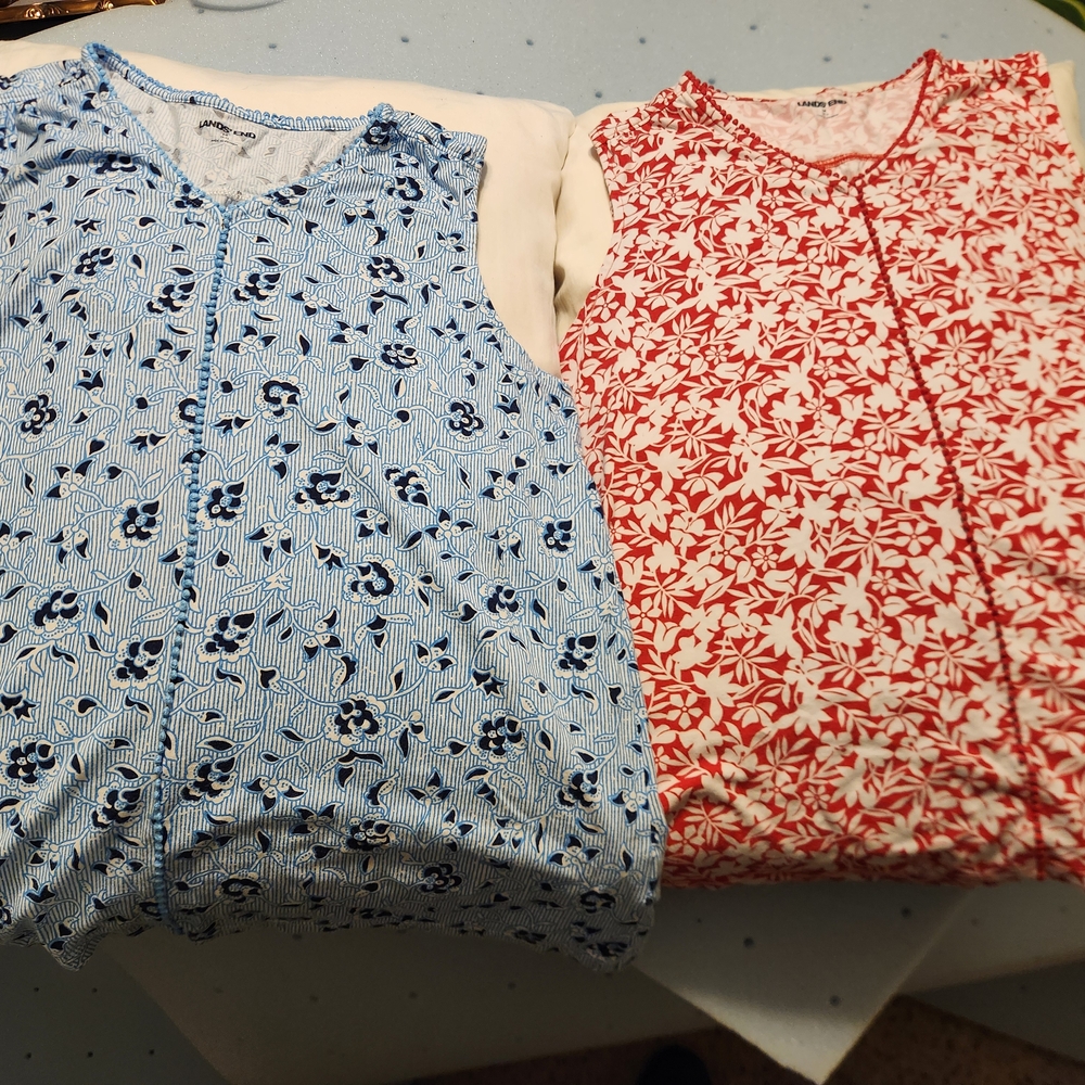 Lands' End Blue and Red Tank Tops with Classic Prints